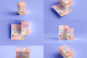 【462期】长方形矩形潮玩盲盒文创包装VI多角度效果展示智能样机素材