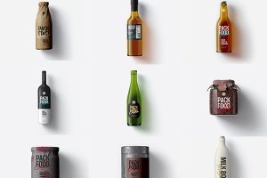 【508期】商品食品酒瓶纸盒袋装包装VI展示效果图智能贴图样机PSD设计素材
