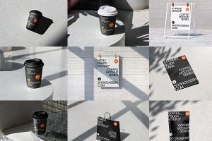 【546期】超精致的传单折页手提袋咖啡杯宣传海报品牌场景展示样机素材