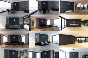 【551期】公司企业家居场景背景墙样机模板前台PSD分层设计素材