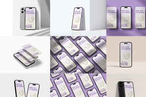 【561期】iPhone14手机屏幕APP应用界面UI作品设计VI展示贴图样机PSD素材