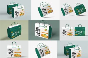 【590期】手提礼盒包装盒纸盒礼品水果样机展开图刀模刀版图PSD设计素材