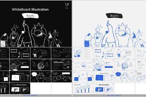 【353期】创意手绘涂鸦人物线框信息图表工作汇报ppt演示文稿明暗模板素材