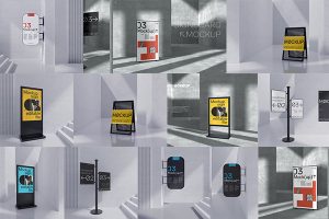 【682期】21套 展架路牌灯箱广告牌智能贴图样机模板PSD设计素材